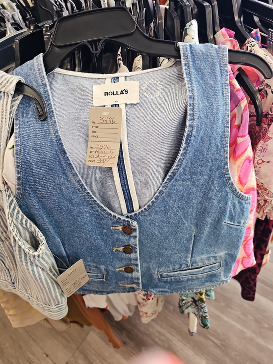 ROLLA'S Jackets & Blazers - Rolla’s Denim Vest Button Front Cropped Western Boho Festival Blue Jean Vest